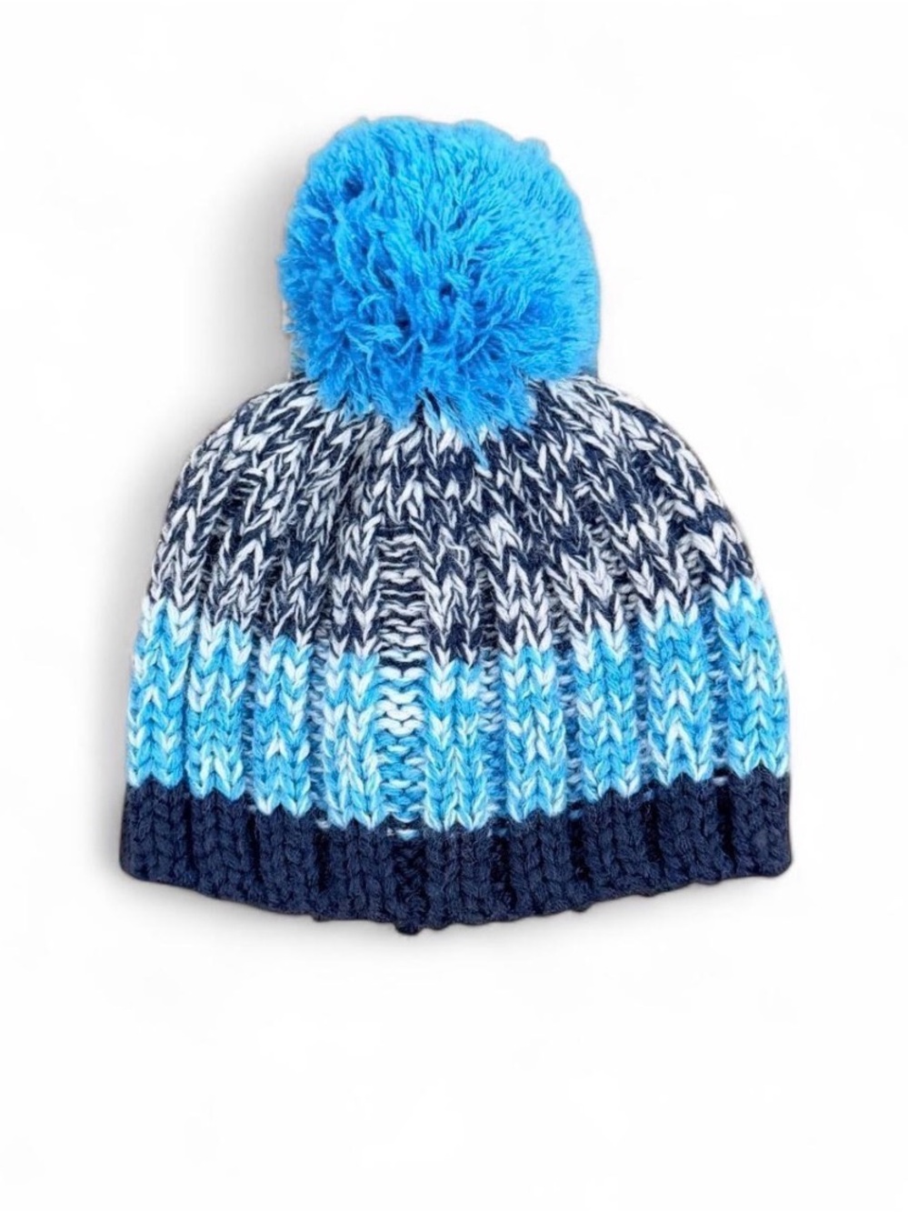 Newborn Blue Knit Pom Pom Beanie